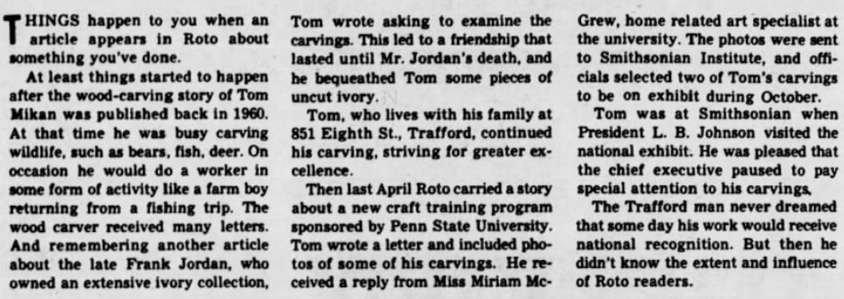 Mikan Pittsburgh Press Roto Nov 1967